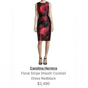 Carolina Herrera Sz4 Floral sheath silk blend dress.